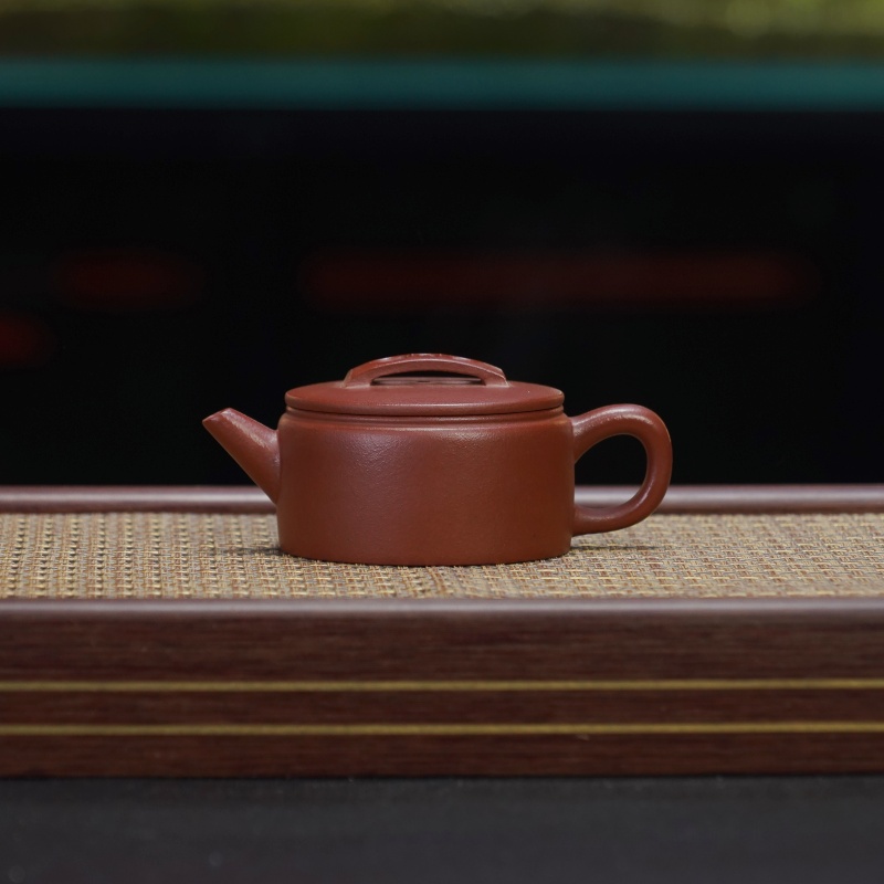 LCC朱泥[剑流汉瓦180CC]宜兴黄龙山原矿手工紫砂壶