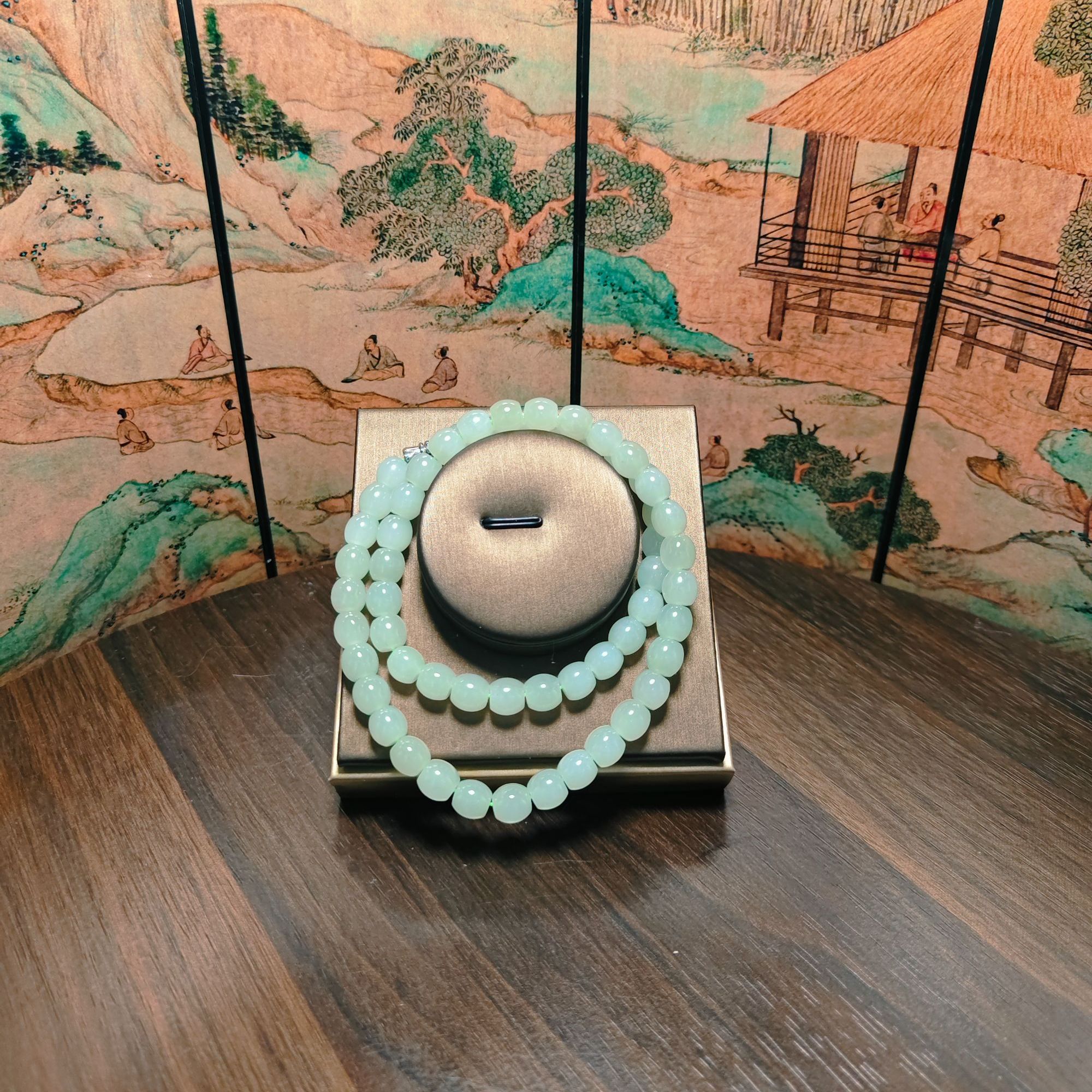 N和田玉桶珠项链0862