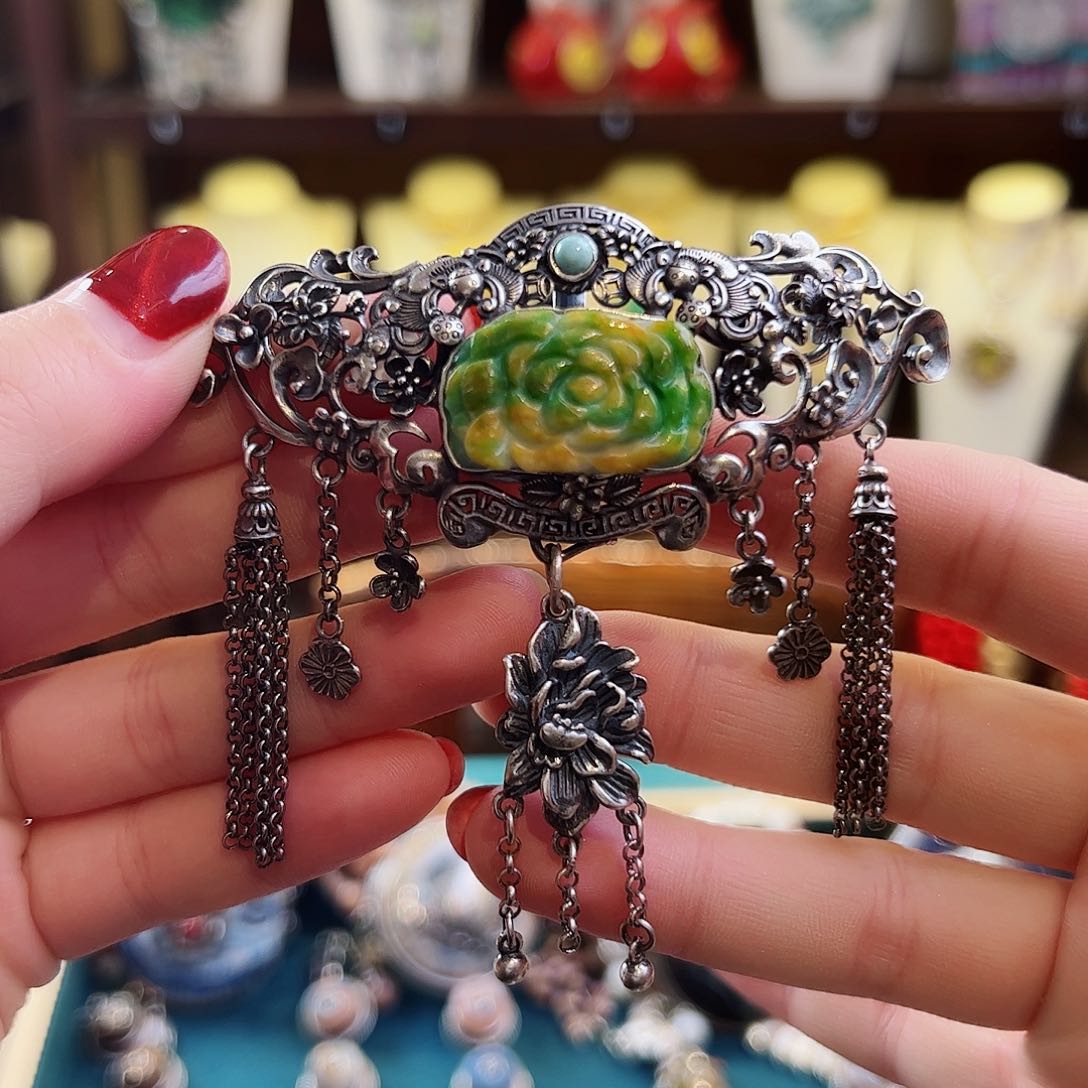 翡翠吊坠(不含链)银S925镶嵌吊坠