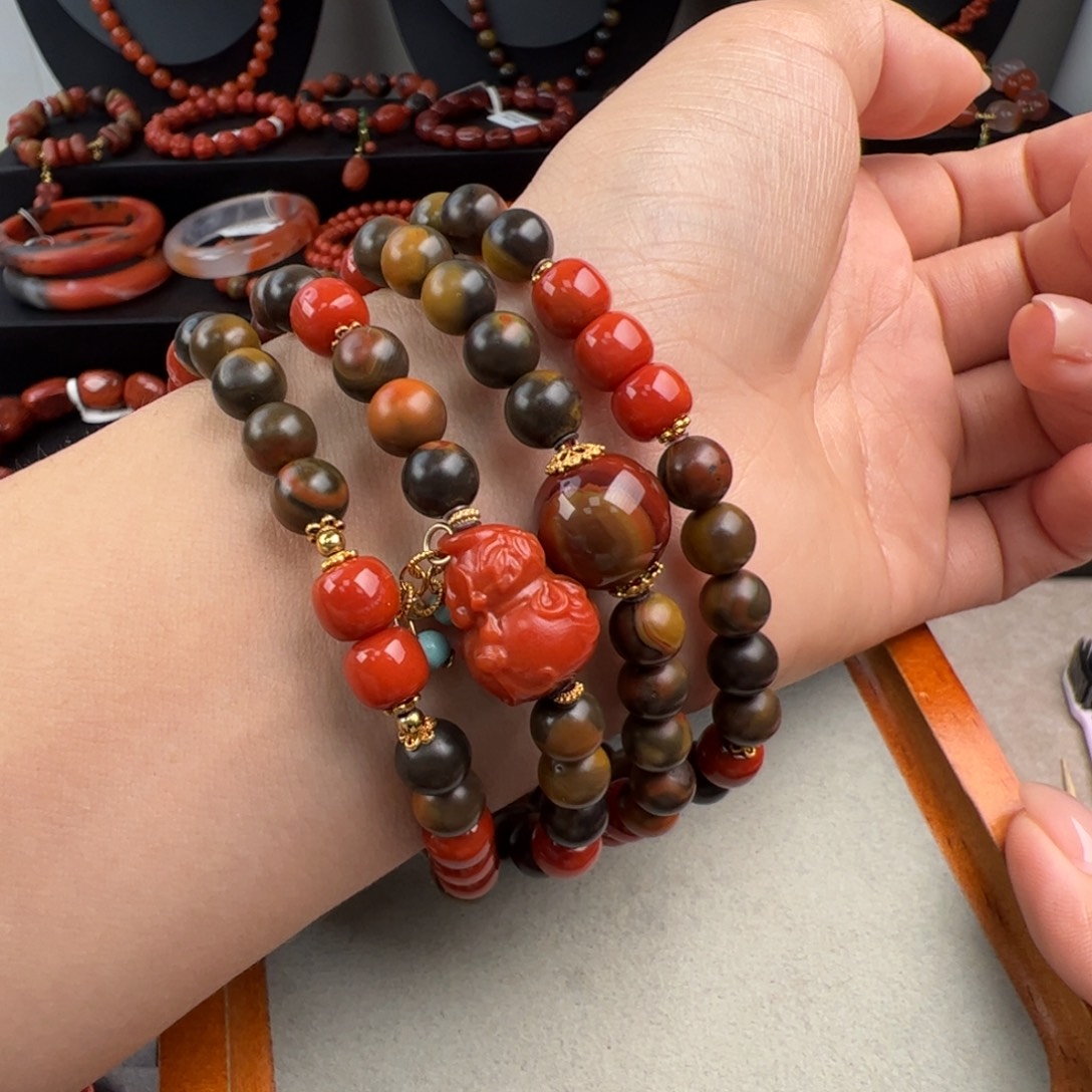 南红玛瑙银S925镶嵌（大山包哑光包浆长链7+）