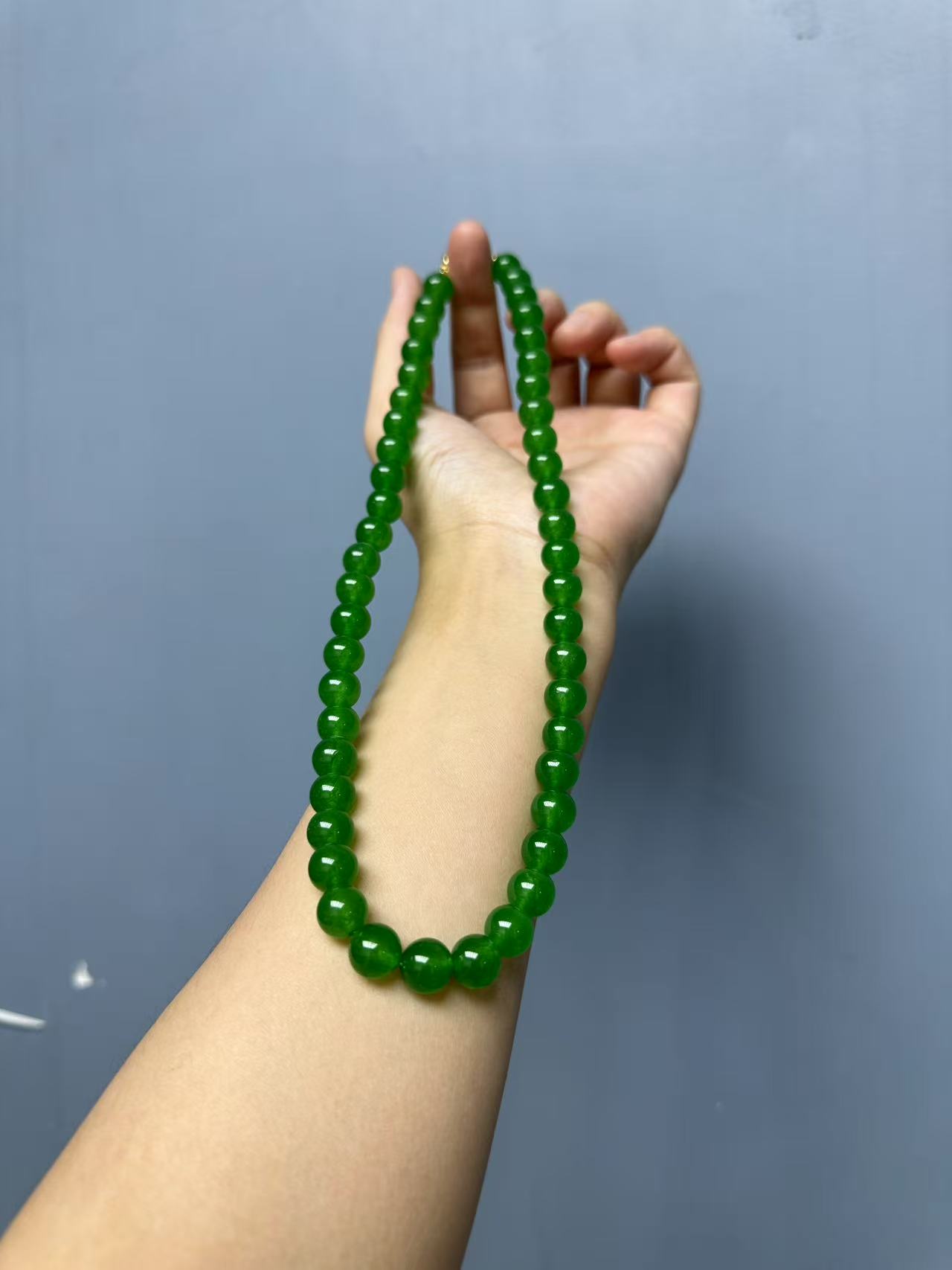 翡翠冰阳绿14k项链10mm项链