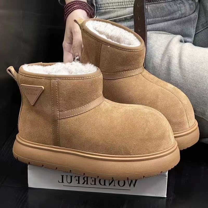 【洋洋】卡皮巴拉雪地靴真皮厚底保暖鞋加厚保暖2025新款雪地棉鞋