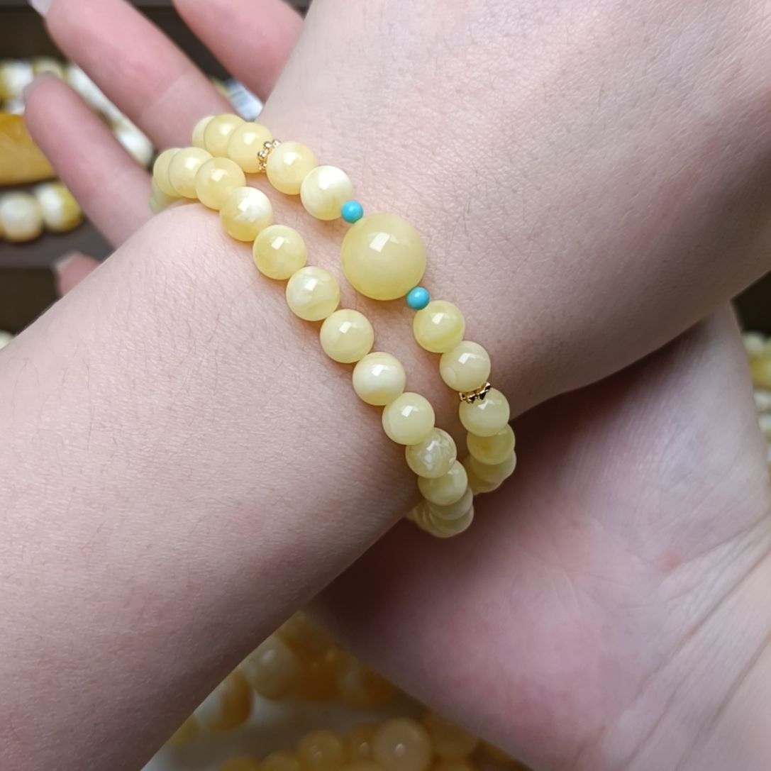 蜜蜡手串未镶嵌俄料