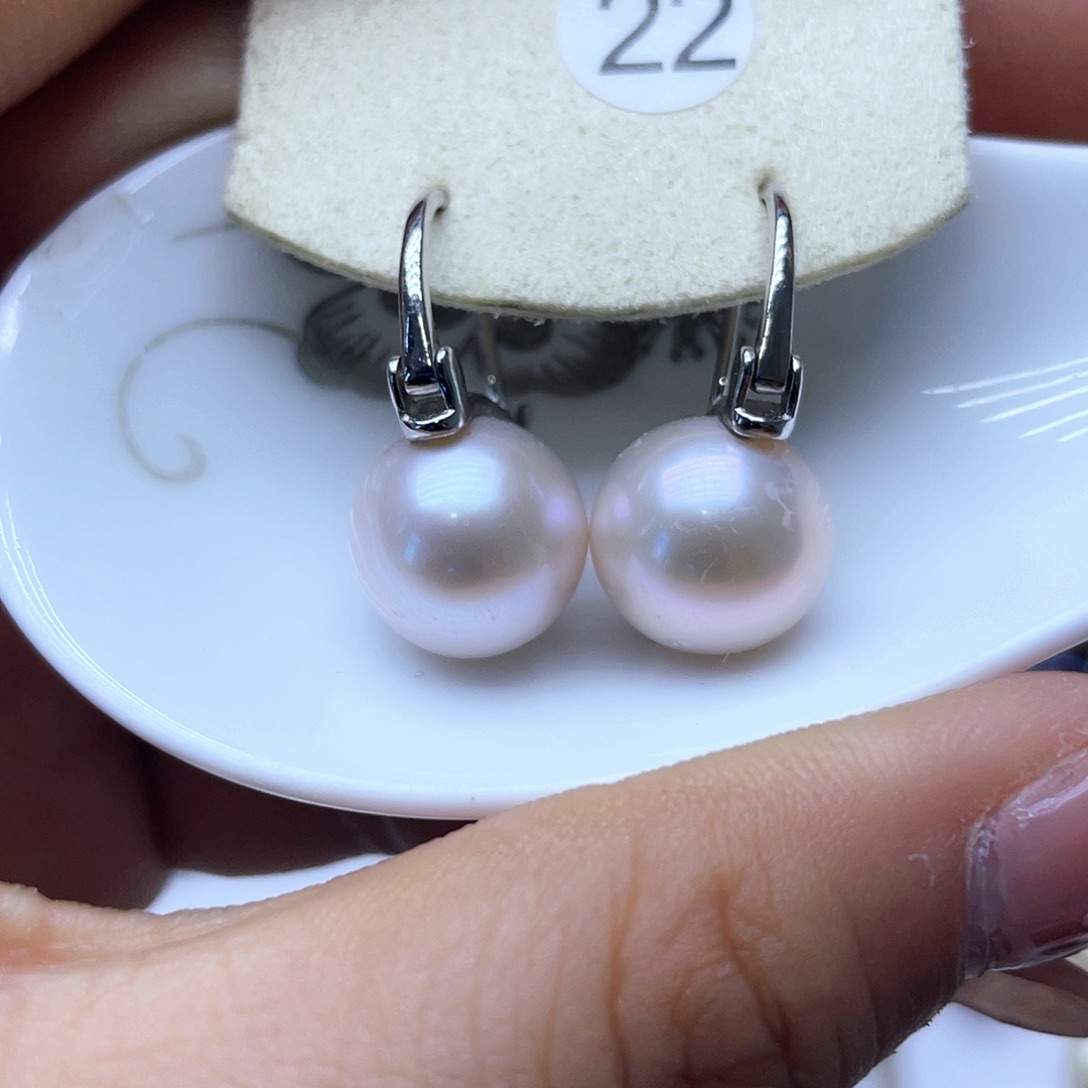 淡水珍珠耳饰银S925镶嵌