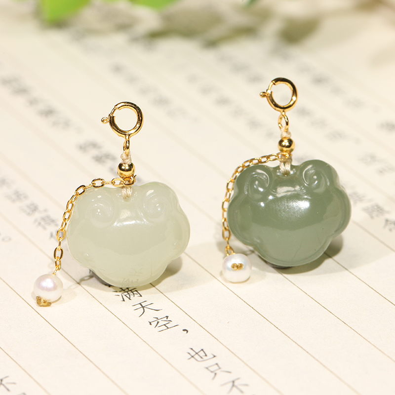 【叶叶珠宝】815 G 和田玉如意锁S925银 17.5*15*11多样性拍一发一