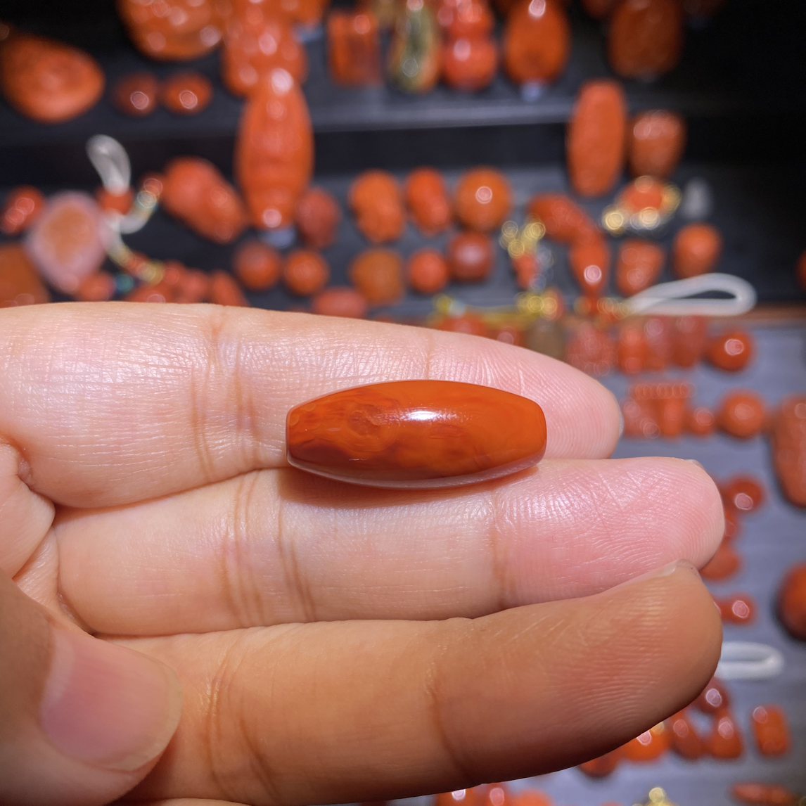 火焰纹南红配饰勒子长24.5宽10.4mm