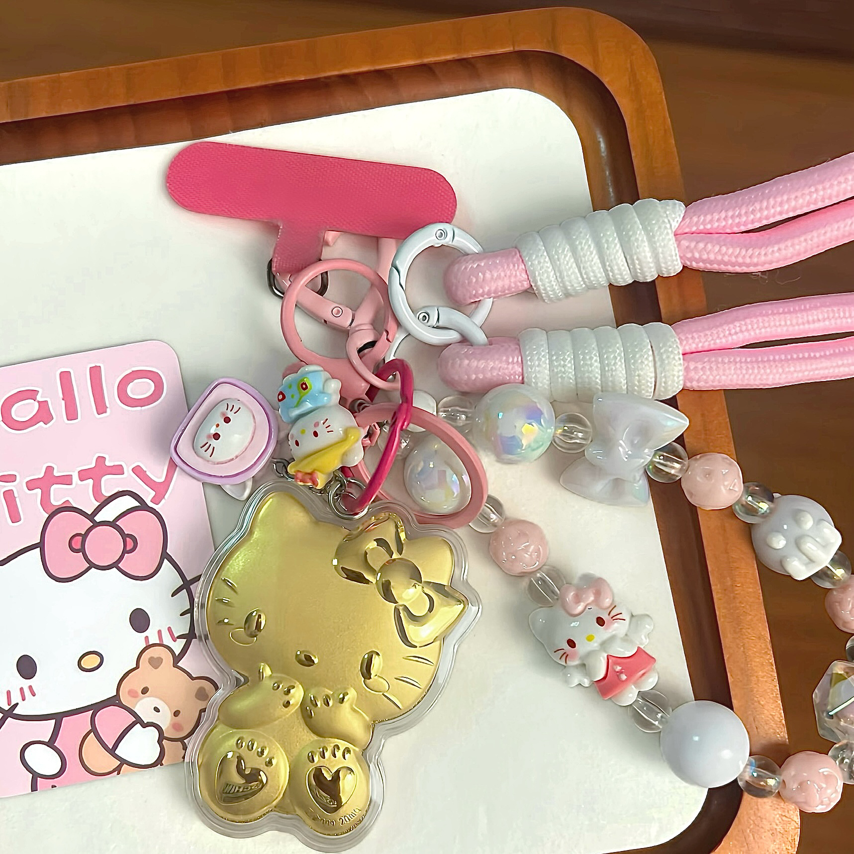 含金工艺品DIY精美串珠款hello kitty 0.02g金送女朋友生日礼物