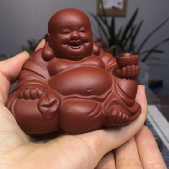 紫砂茶壶弥勒佛摆件