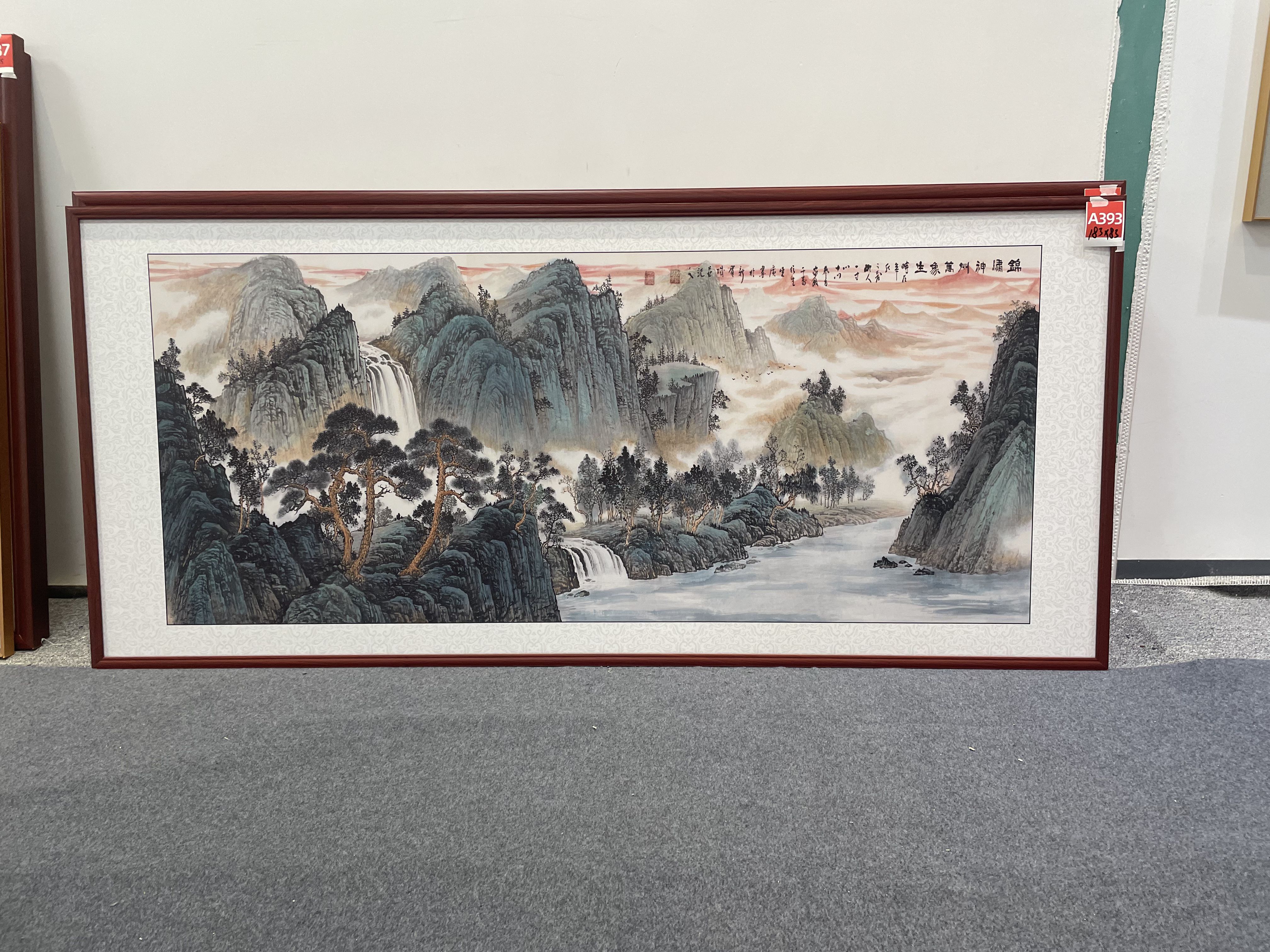 A393新中式183x83cm山水画客厅装饰画沙发背景墙挂画