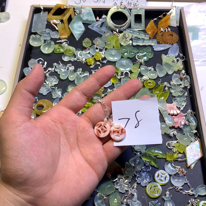 睡***周蛇纹石玉合金耳钉