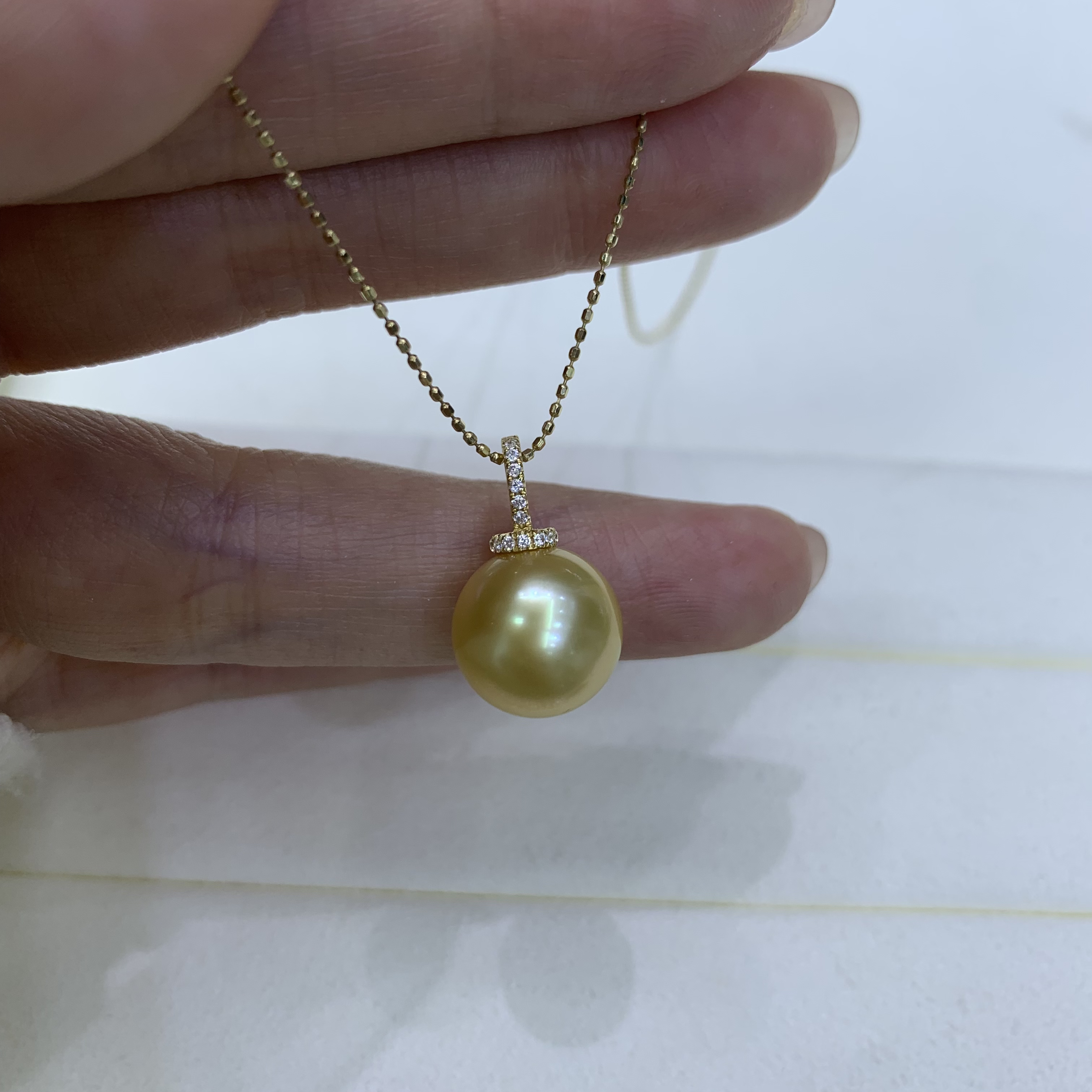 喵大【金珠奶嘴】11-12mm南洋金珠 极光正圆18k真金奶嘴经典万能扣 