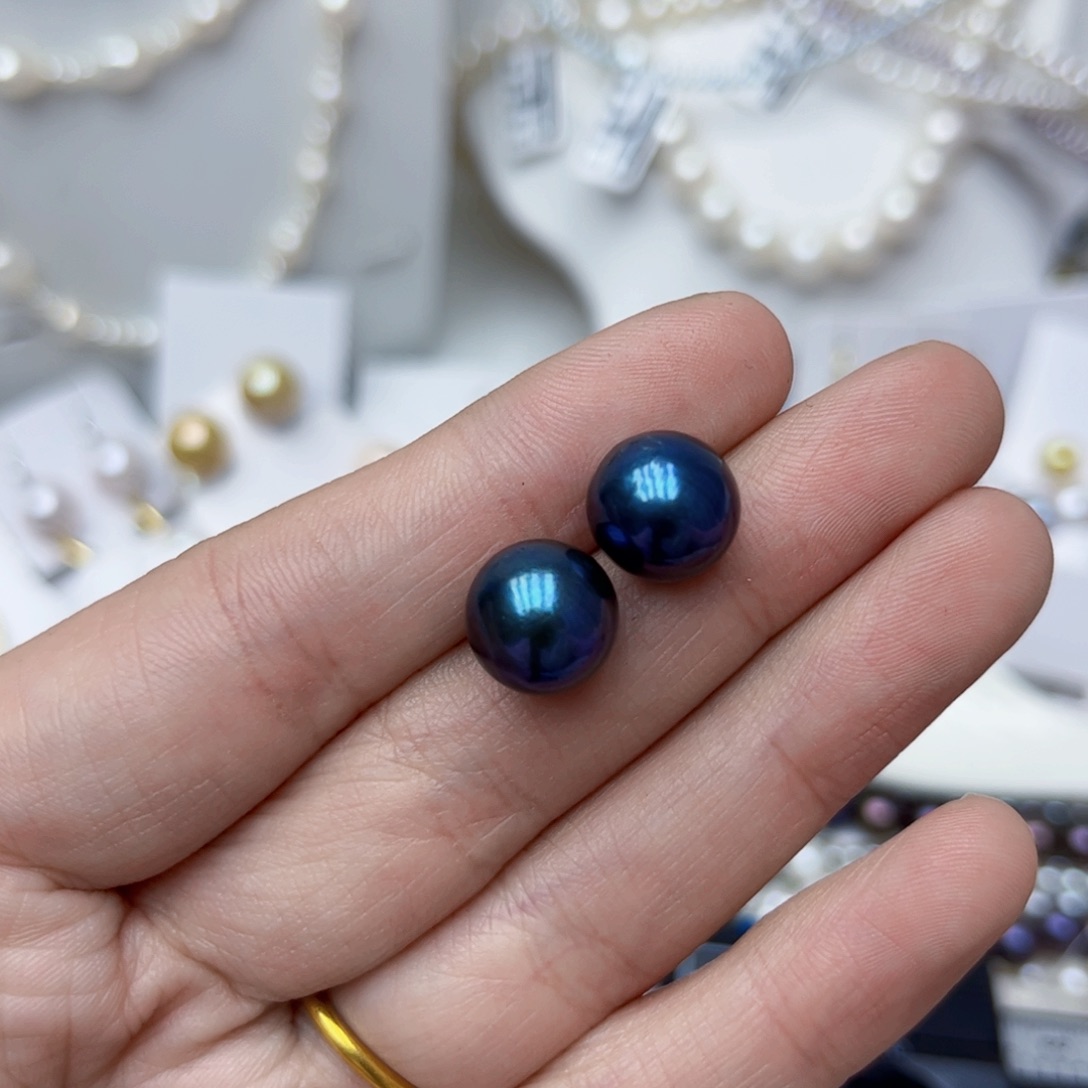 淡水珍珠耳饰银S925镶嵌