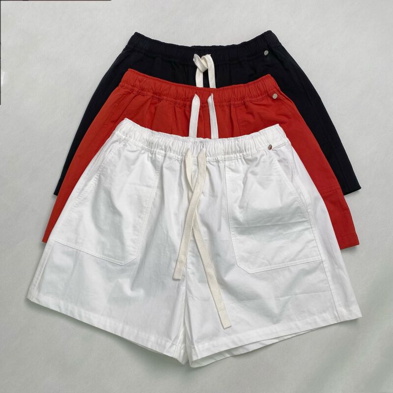 YUXI/祤熙松紧抽绳高腰百搭简约风短裤新款女士宽松纯棉休闲纯色