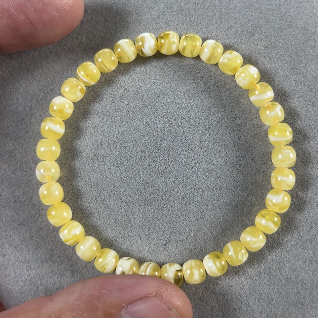 未镶嵌蜜蜡手串纯天然俄料金瓷白花虎皮