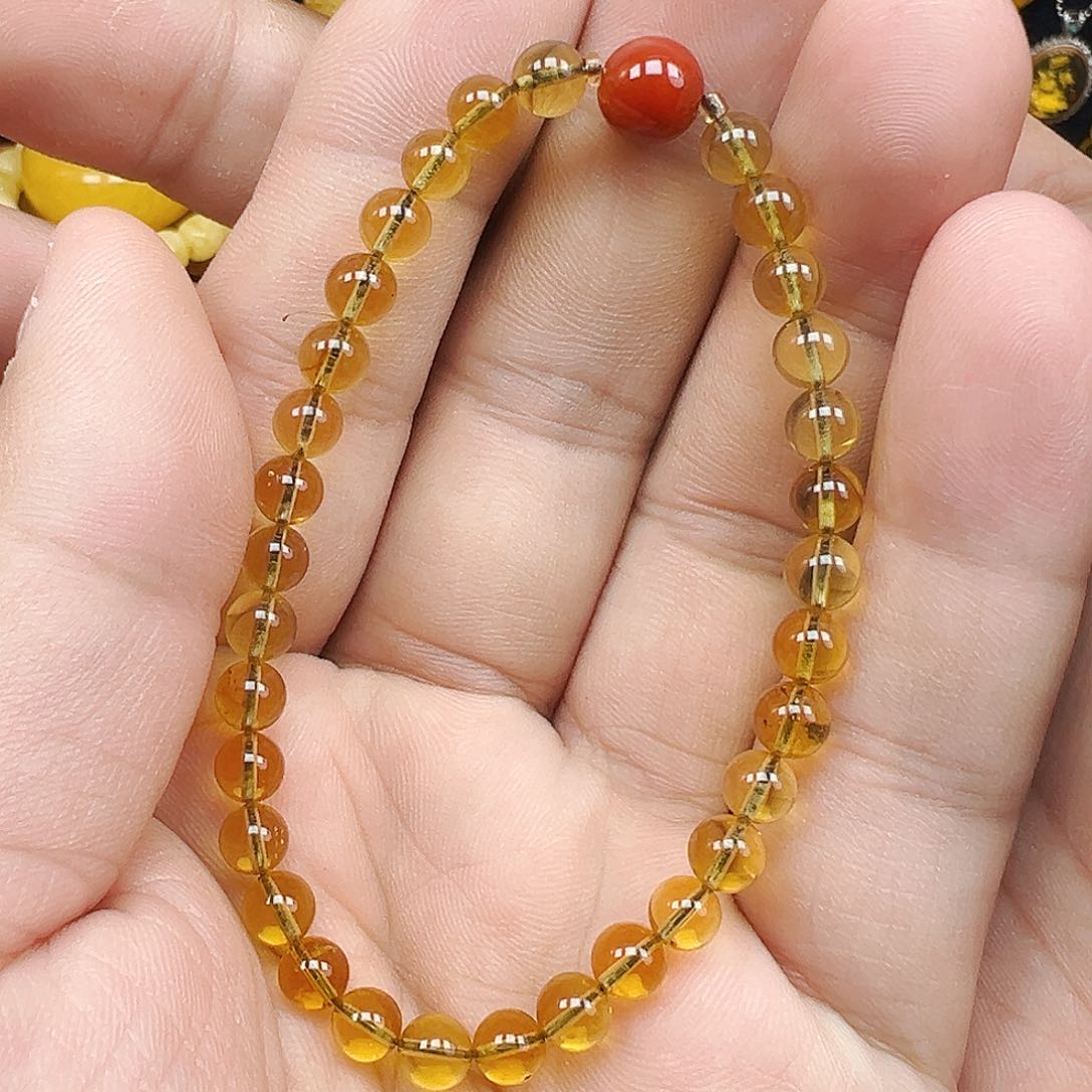 手链琥珀未镶嵌蓝珀单圈，开播福利