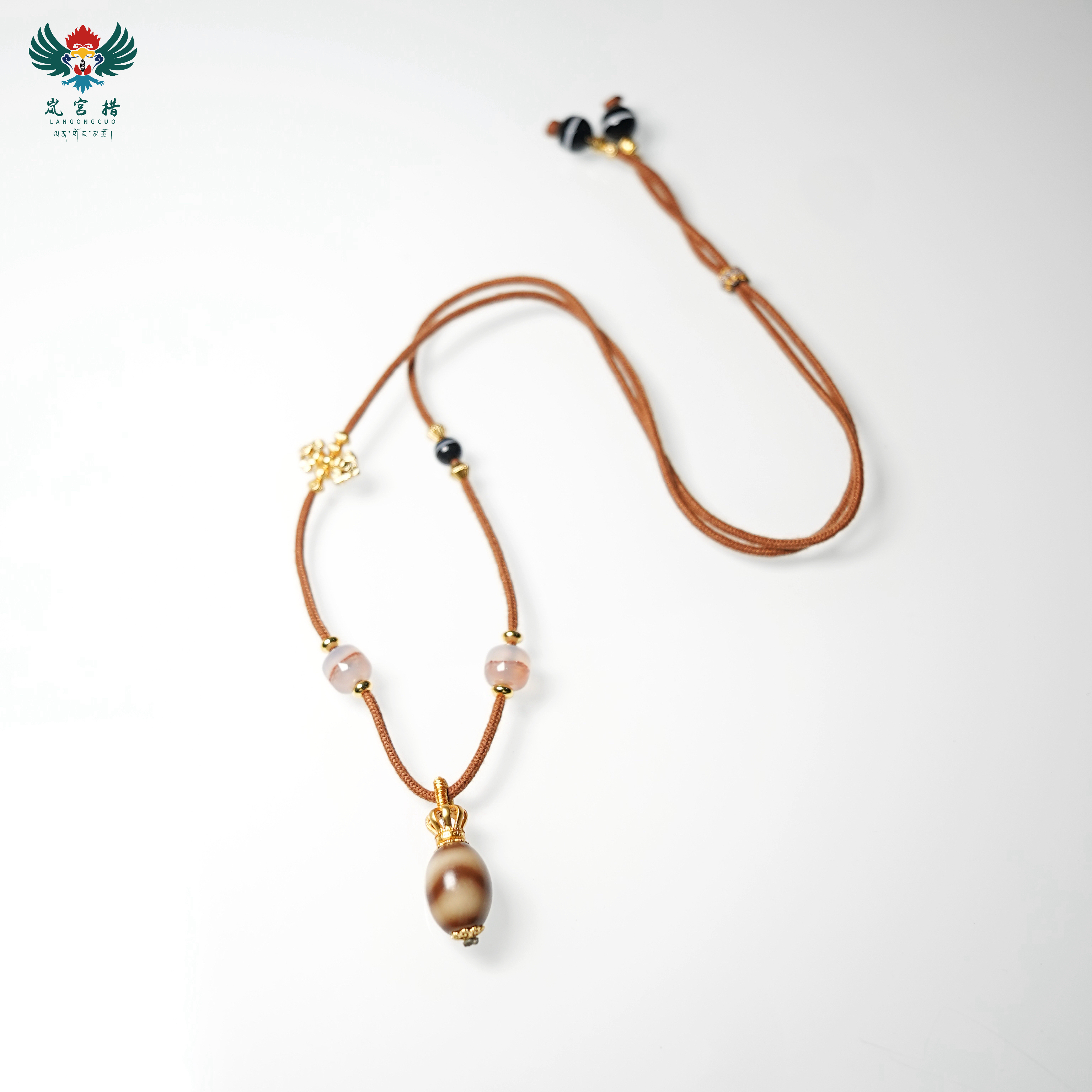 岚宫措｜虎牙天珠项链 G051