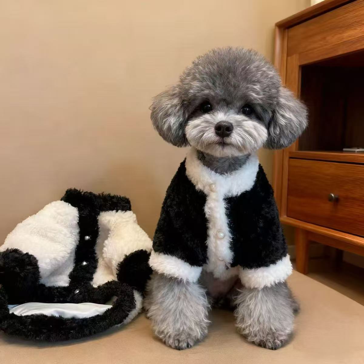 狗狗猫咪衣服秋冬季保暖加厚法斗雪纳瑞比熊贵宾羊羔毛外套