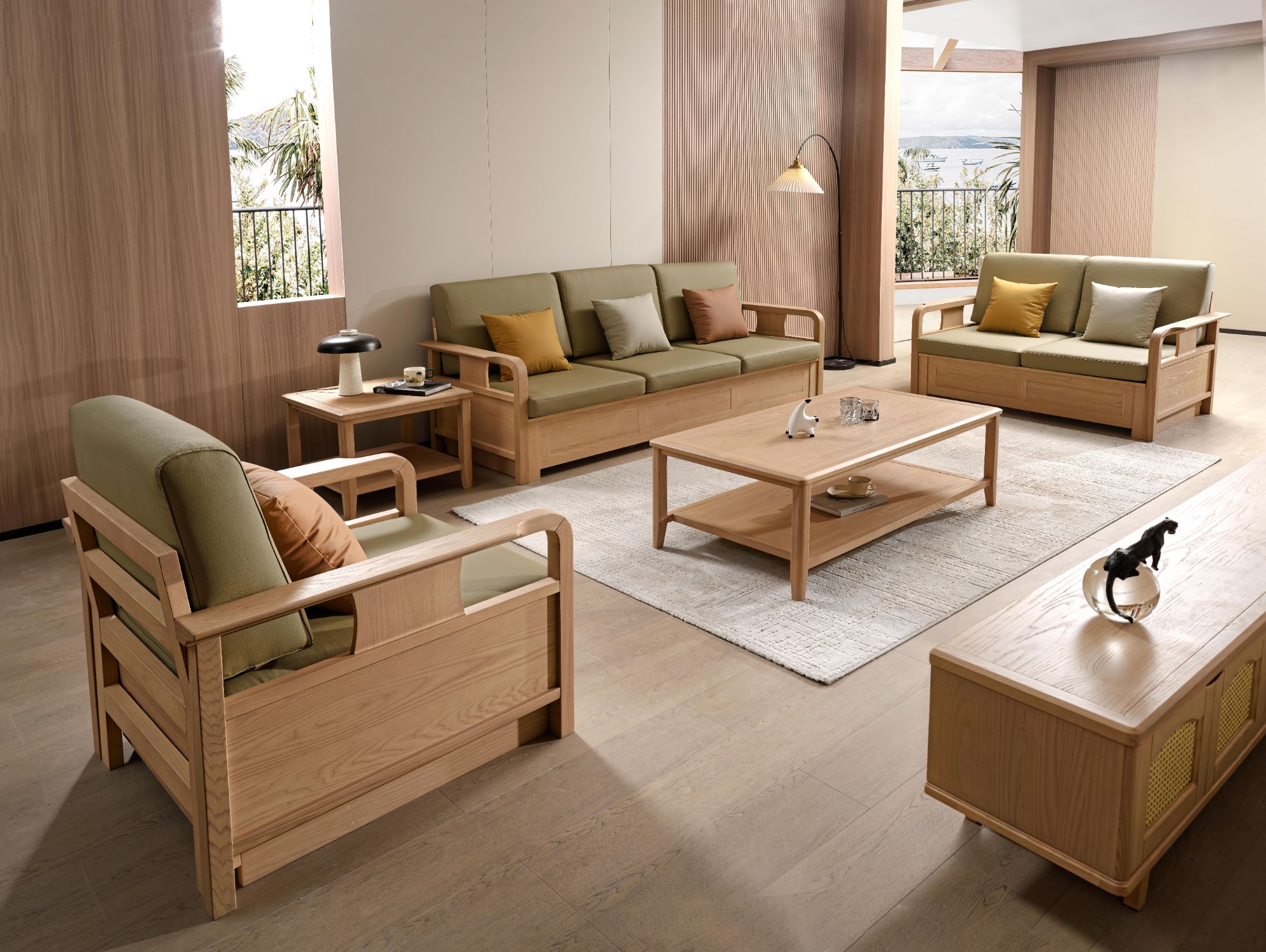 北欧白蜡木实木客厅小中户型冬夏两用现代沙发沙发客厅家用