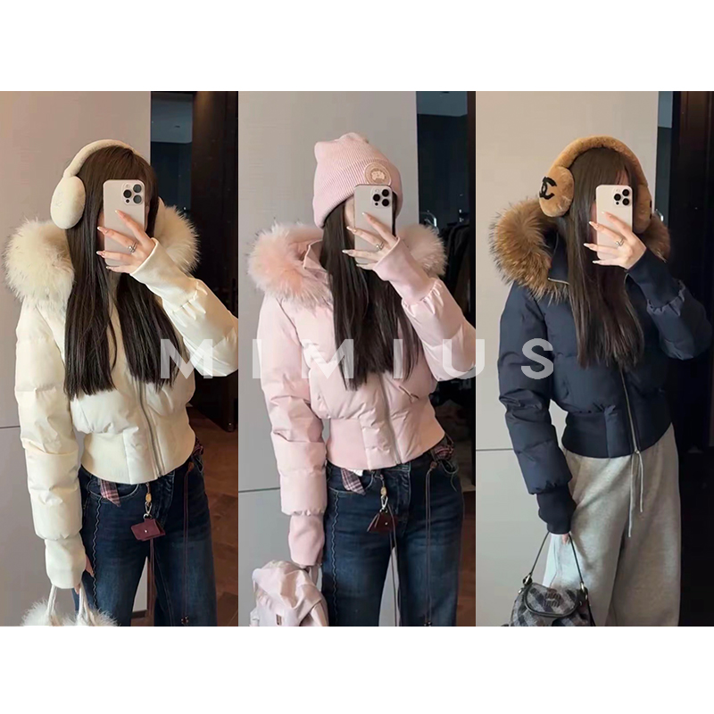 【mimius】肉肉 可溯源三星安心羽绒可拆真毛收腰短款羽绒服 G10167