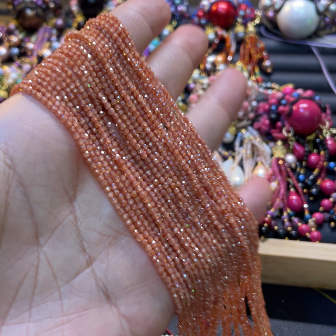 2mm特彩锆橘宝4条  手工diy半成品散珠