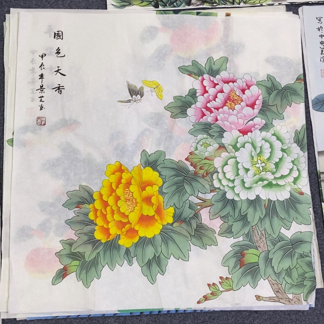 国画尺寸68✖️68工笔斗方手绘