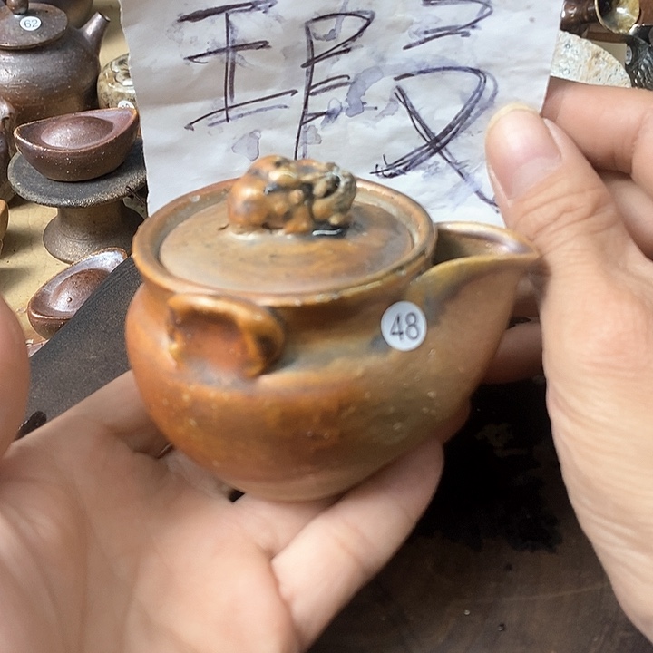 杯手工粗陶、柴烧茶器140c c