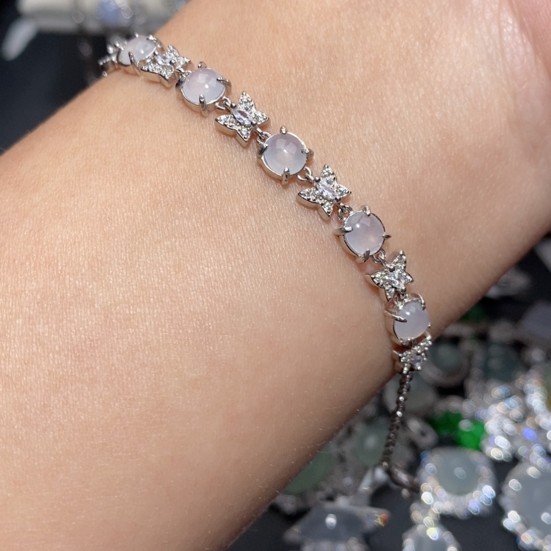 翡翠手链银S925镶嵌j j j j