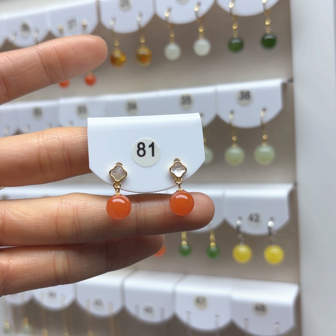 南红玛瑙耳饰银S925镶嵌2