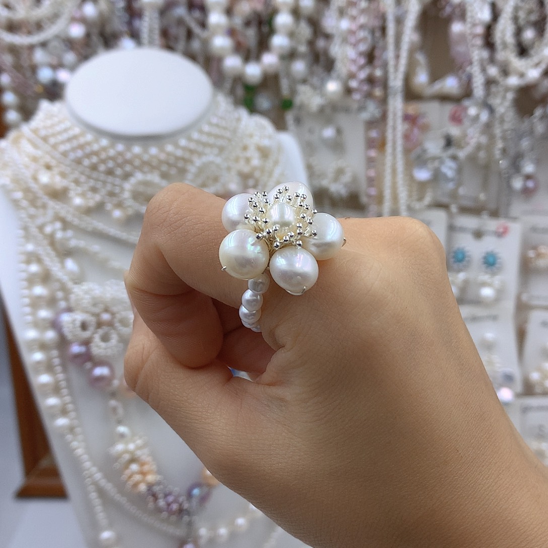 淡水珍珠项链耳饰银S925镶嵌