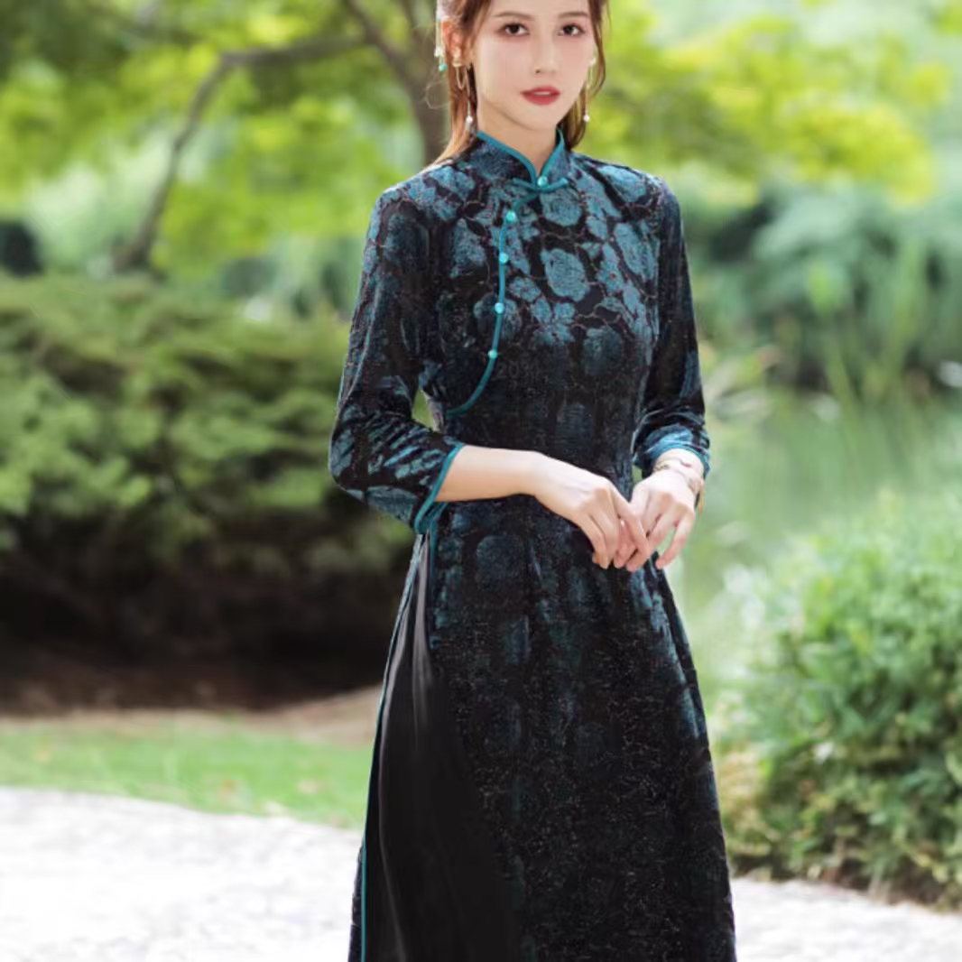 【912】衣长120cm奥黛旗袍裙