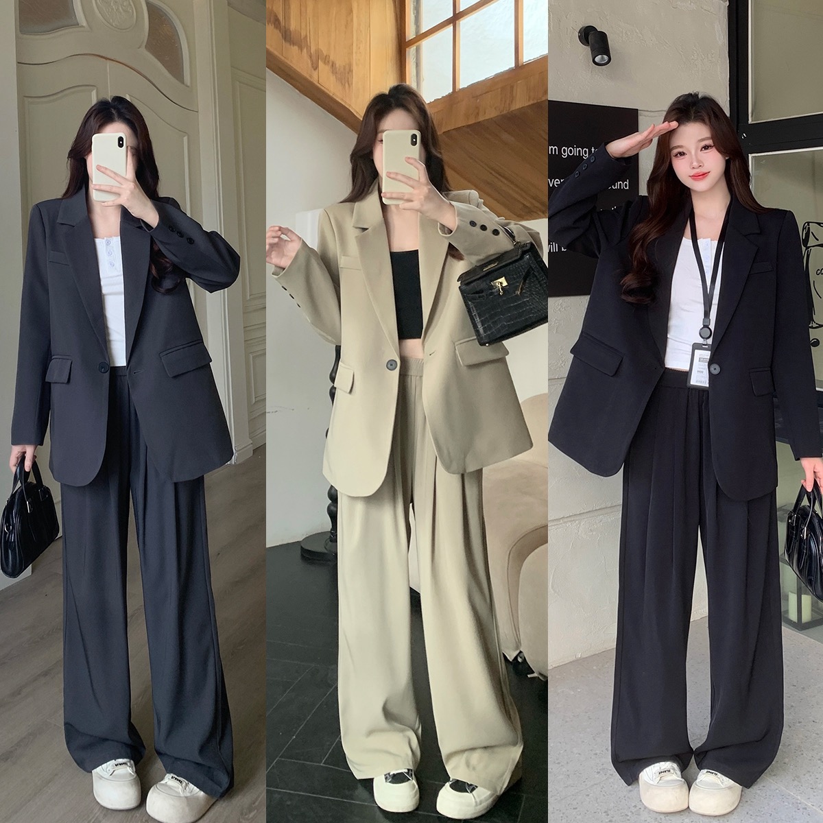 2025大码女装秋季新款英伦风西装外套休闲气质正肩宽松遮肉中长款