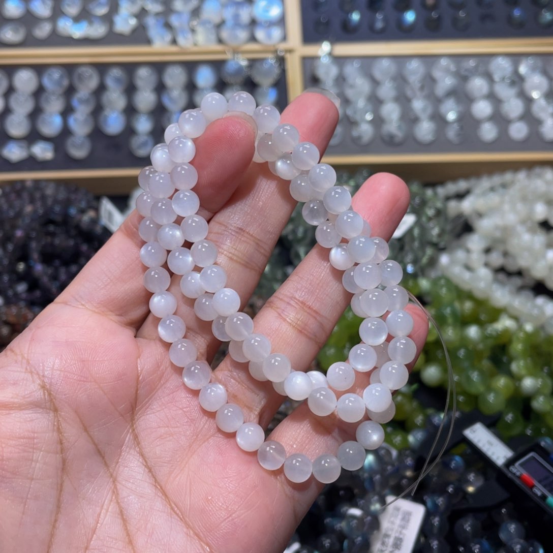 水晶手链未镶嵌白月光多圈手链6.4m