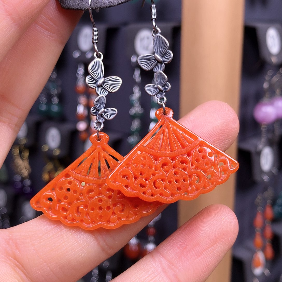 银S925镶嵌翡翠耳饰