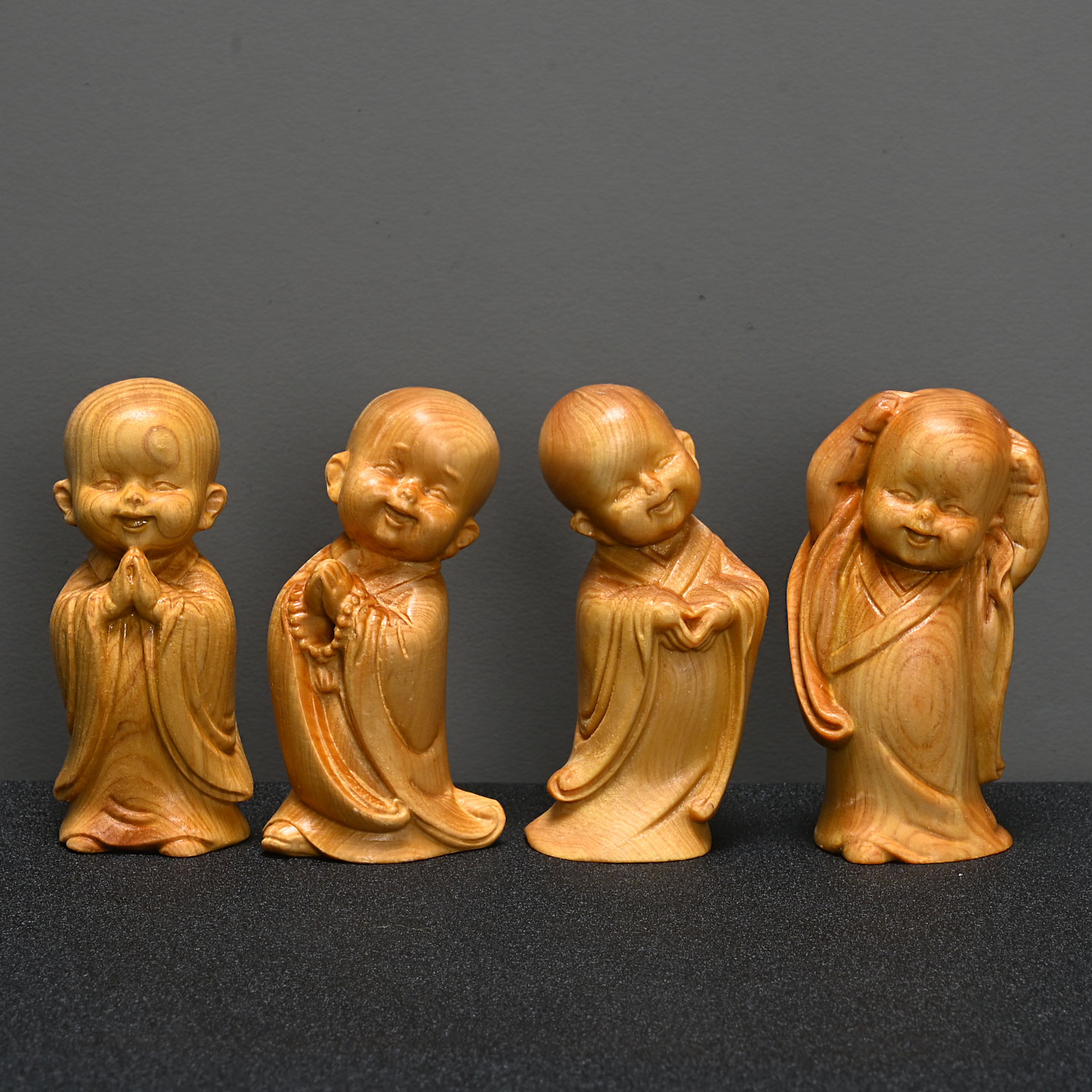 崖柏木四不小和尚实木雕刻逍遥自在小沙弥工艺品家居禅意装饰摆件