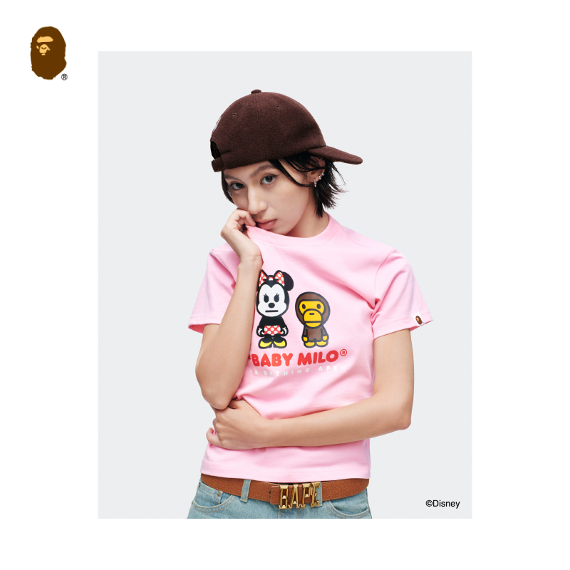 【碳酸同款】BAPE联名女装春夏迪士尼米妮卡通小猴短袖T恤901092Q