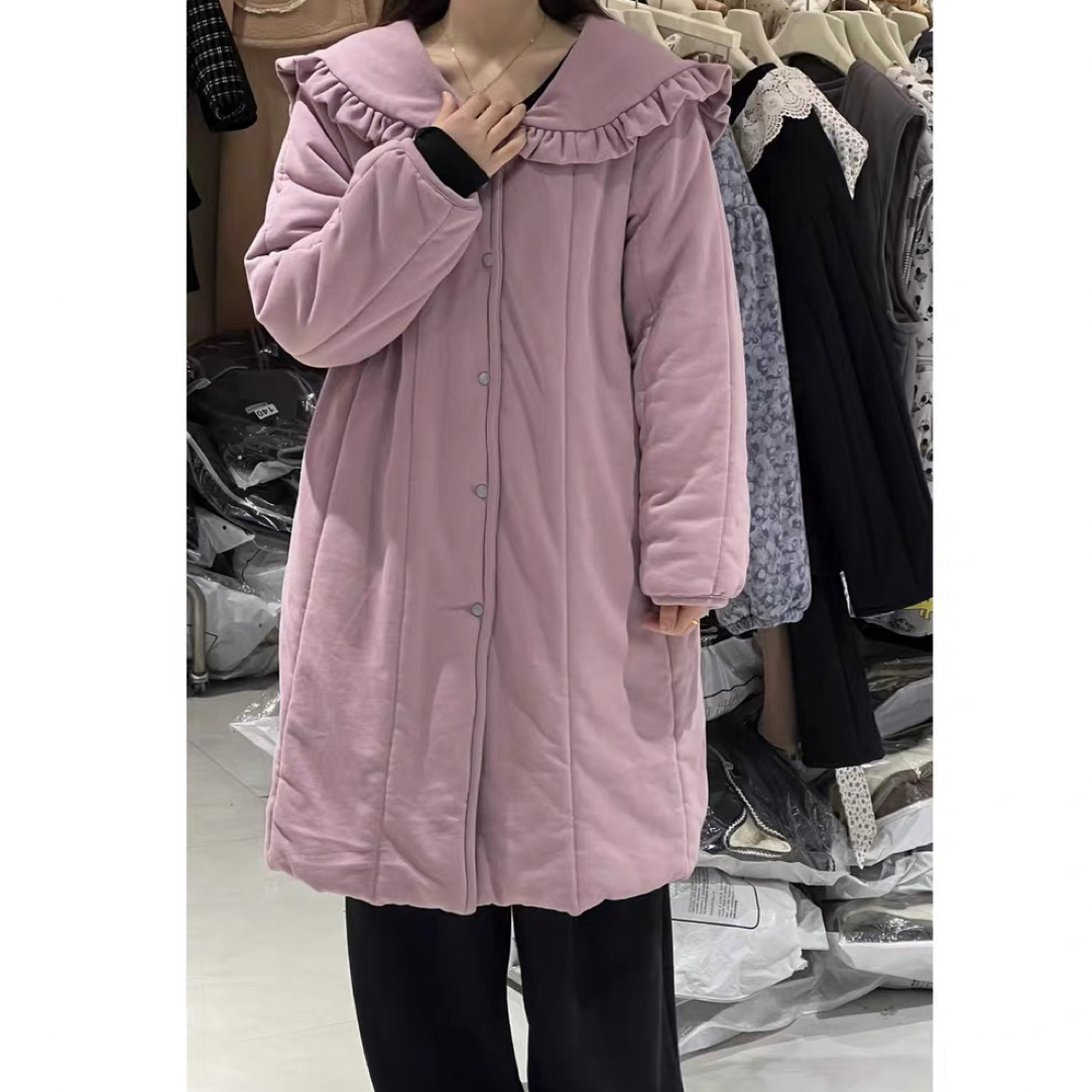 女士睡衣加厚长款新疆棉娃娃领韩版可外穿长袍式家居服