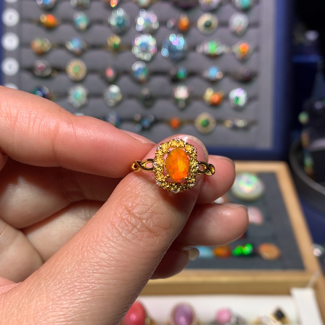 欧泊戒指款式银S925镶嵌