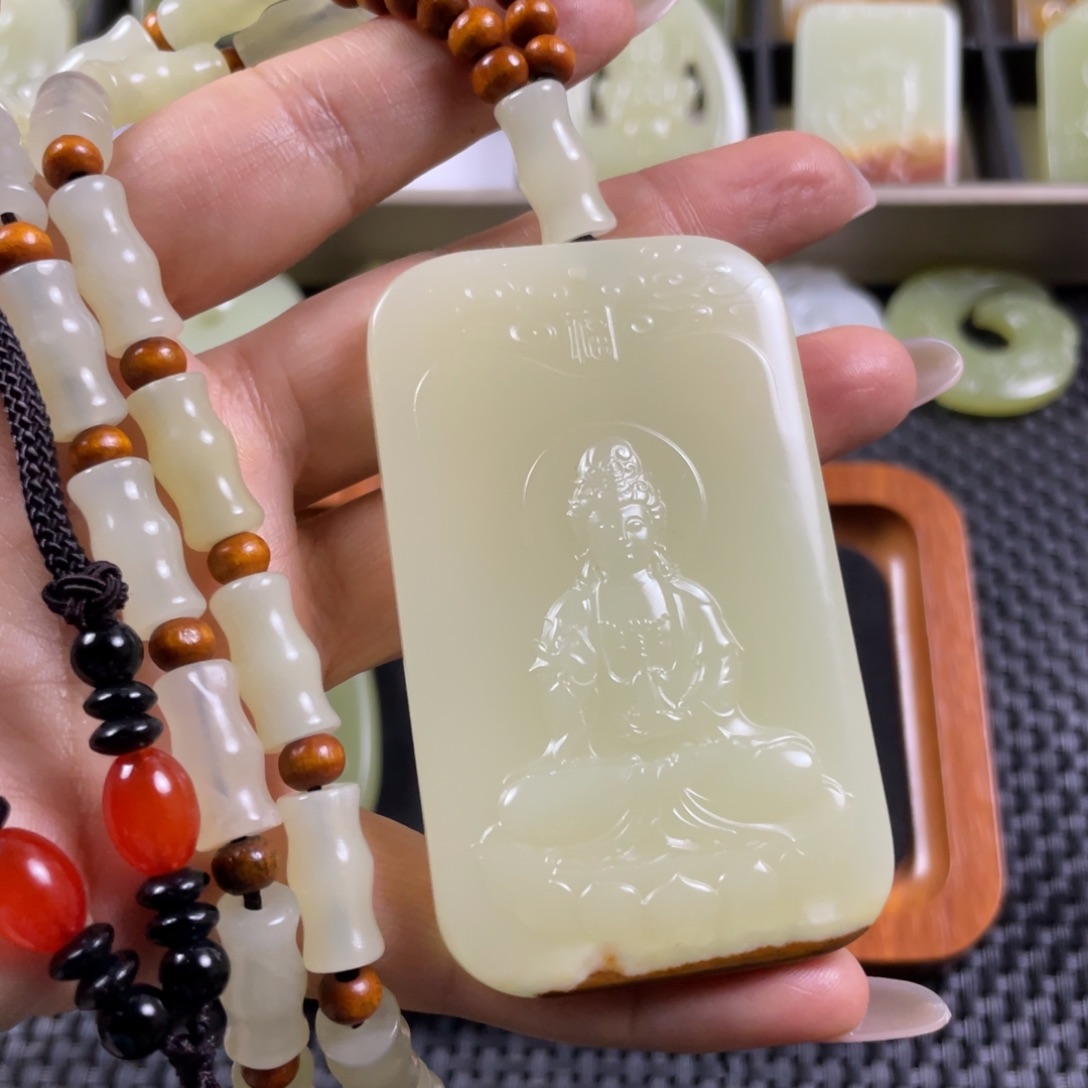 石材观音挂件一物一拍