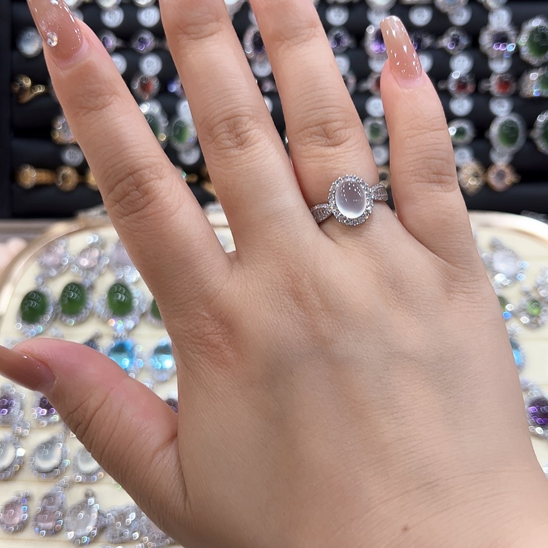 岫玉银S925镶嵌戒指