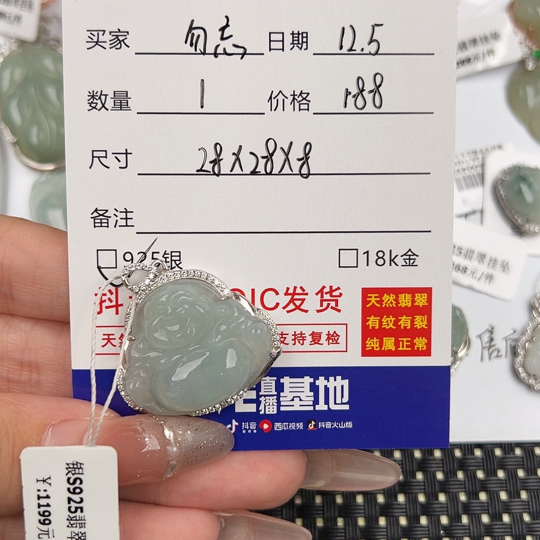 勿***忘翡翠银S925镶嵌颈饰