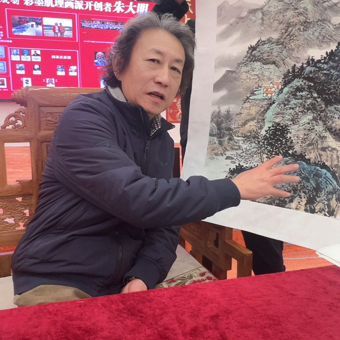 国画朱大明原作溯源带证件合影视频