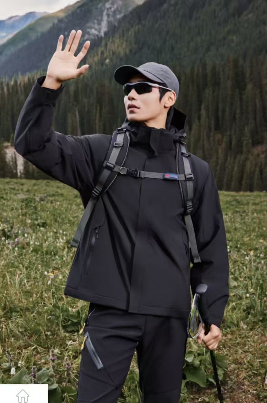 秋冬新款防风防泼水加绒加厚冲锋衣户外