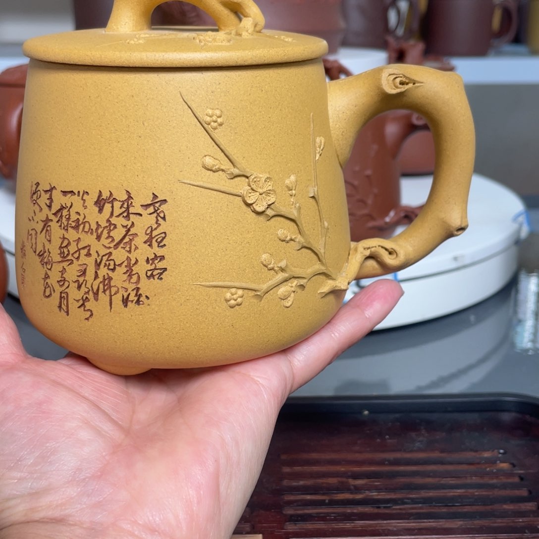 茶杯紫砂段泥石瓢梅花杯
