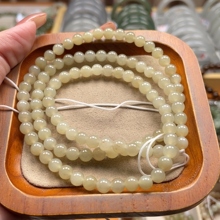 和田玉珠串6mm未镶嵌