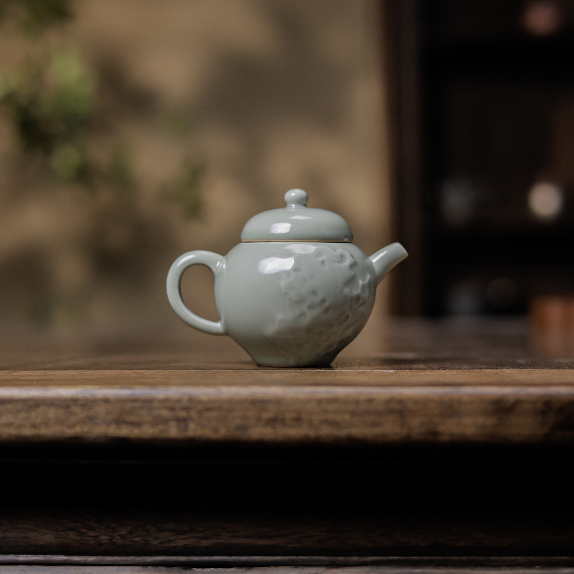 小黑原矿陶泥复古百搭个性日常家用球孔汝窑壶150ml（Q8376）
