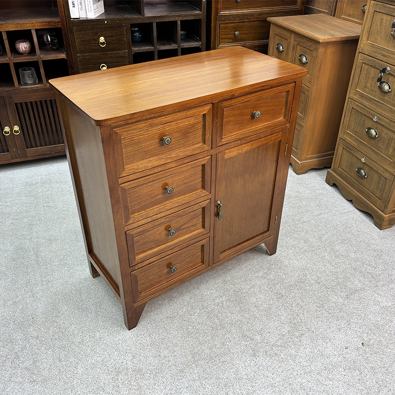 70*35*75cm浅胡桃色斗柜餐边柜客厅小户型收纳柜家用免安装储物柜