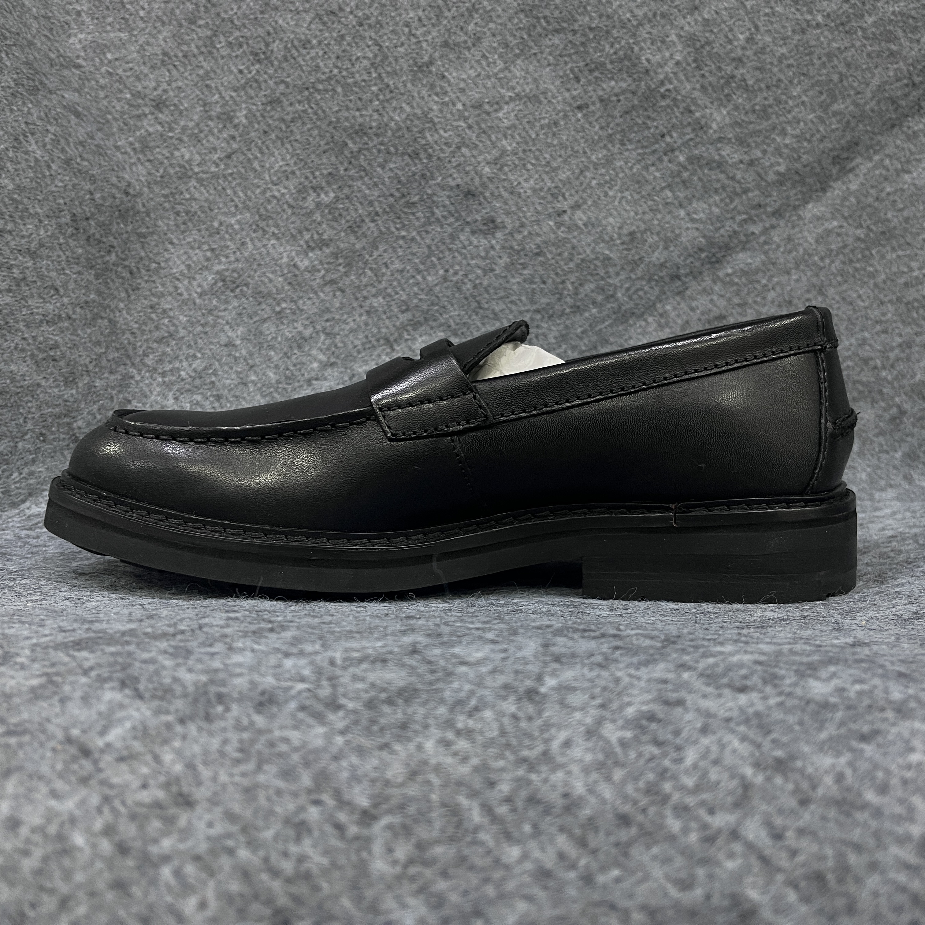 默认微瑕介意勿拍！ 时尚休闲男士黑色厚底乐福一脚蹬皮鞋（G版）