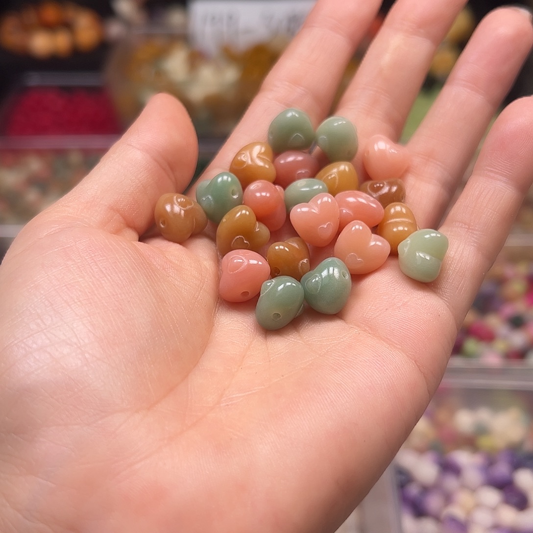 菩提根/象牙果手串马卡龙爱心20颗