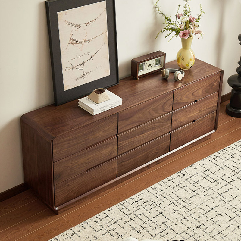 臻致美北美黑胡桃木卧室床尾柜客厅拾物九斗柜电视柜【3】