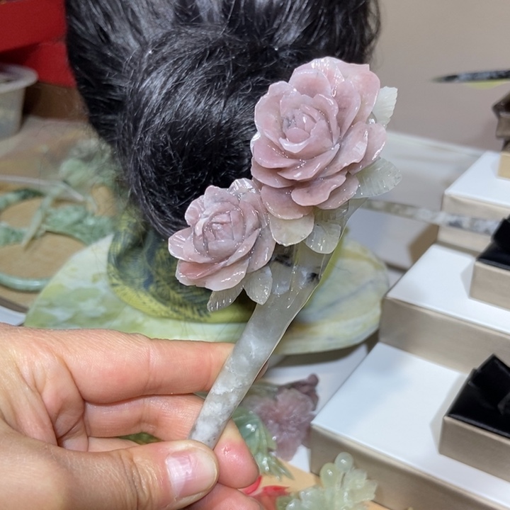 蛇纹石玉发饰未镶嵌慕**儿